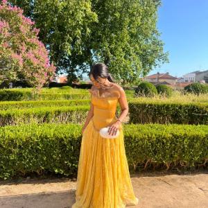 Yellow Long Sleevles Gown